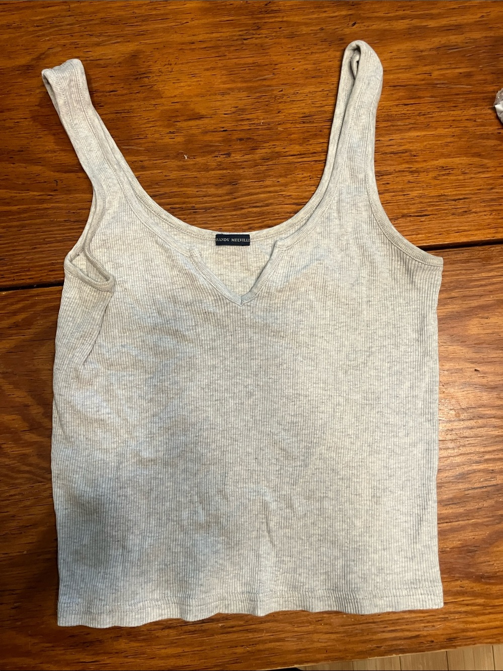 Brandy Melville Light Heather Gray Ribbed V-Neck Tank
